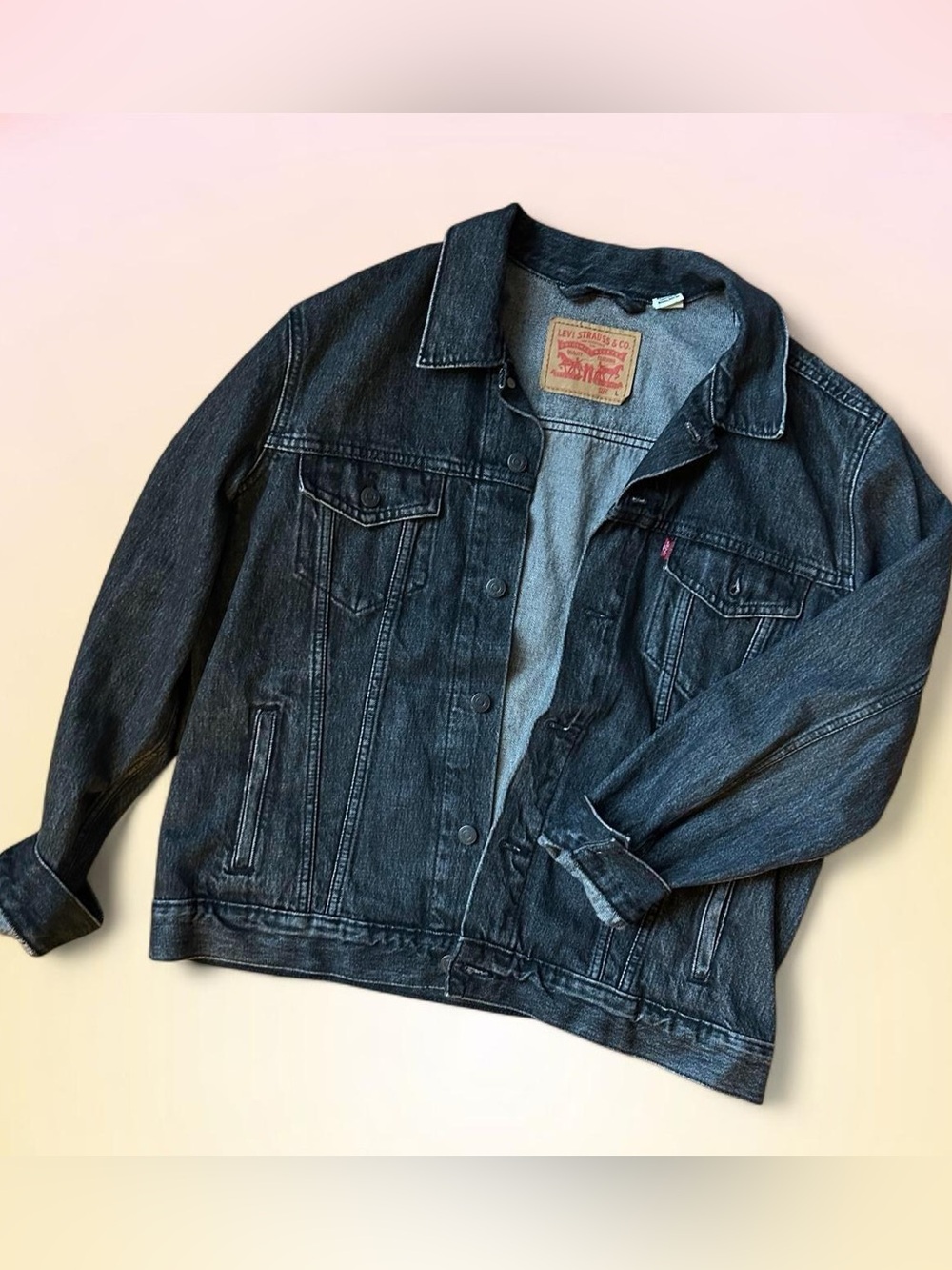 Levi's Black Stonewashed Denim Trucker Jacket Sz. Large